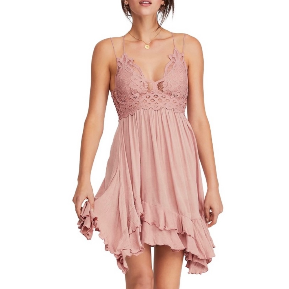 Free People Pink Lace Chemise